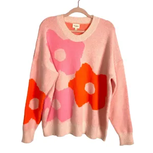 143 Story by Line Up Light Pink with Pink/Orange Flowers Annie Sweater NWT- Size L (sold out online)