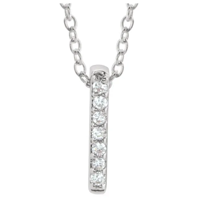 14KT GOLD .05 CTW DIAMOND BAR NECKLACE