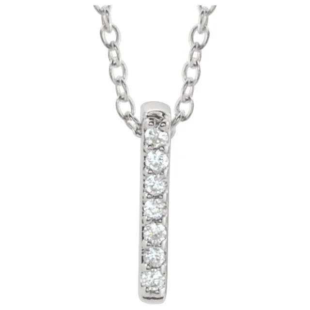 14KT GOLD .05 CTW DIAMOND BAR NECKLACE