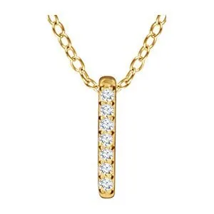 14KT GOLD .05 CTW DIAMOND BAR NECKLACE