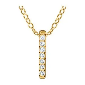 14KT GOLD .05 CTW DIAMOND BAR NECKLACE