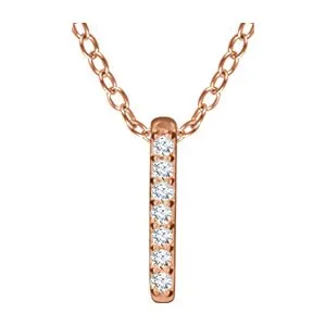 14KT GOLD .05 CTW DIAMOND BAR NECKLACE