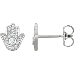 14KT GOLD 1/5 CTW DIAMOND HAMSA EARRINGS