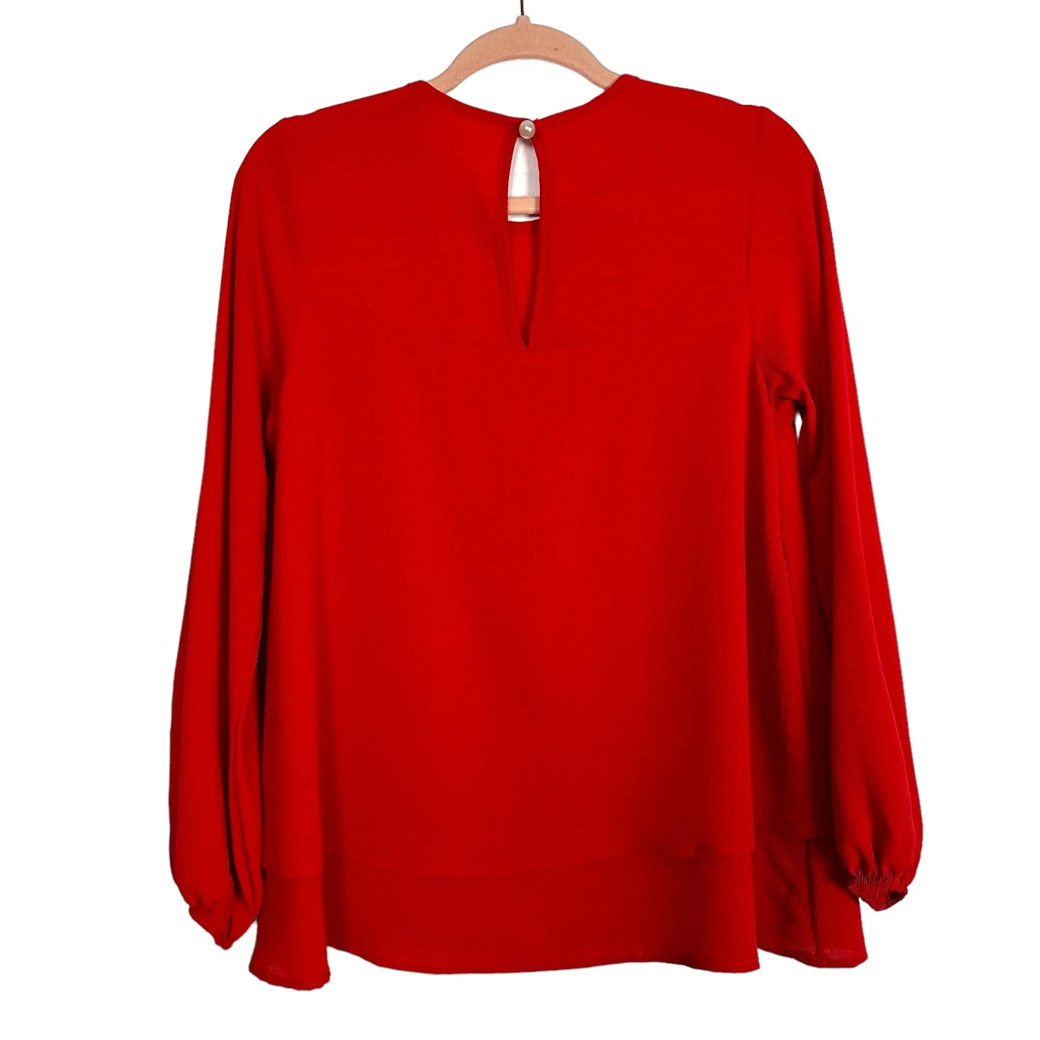 2 Hearts Red Tiered Long Sleeve Top- Size S