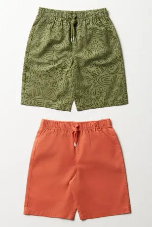 2 Pack Shorts Green & Orange