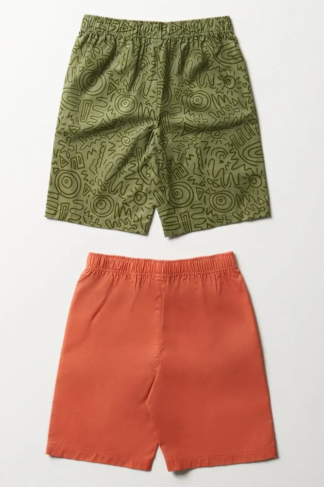 2 Pack Shorts Green & Orange