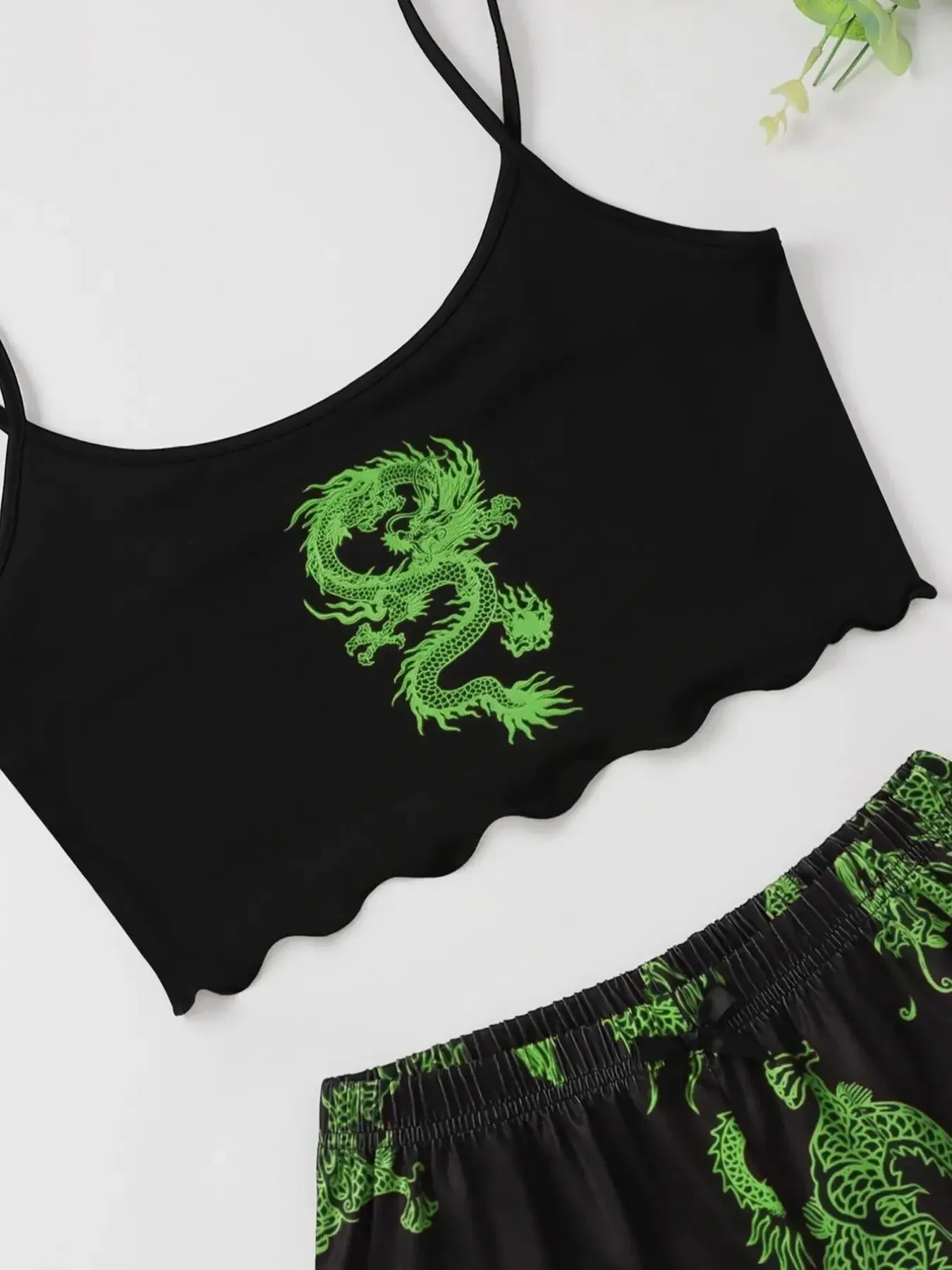 2pcs Goth Comfy Dragon Print Set