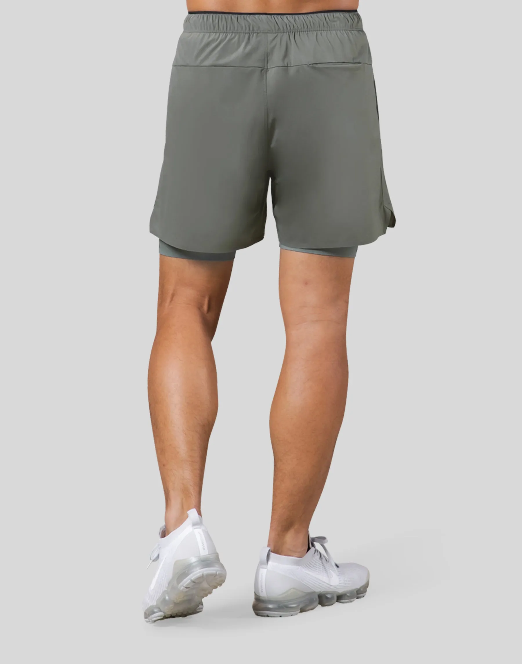 2Way Active Shorts With Leggings - Olive