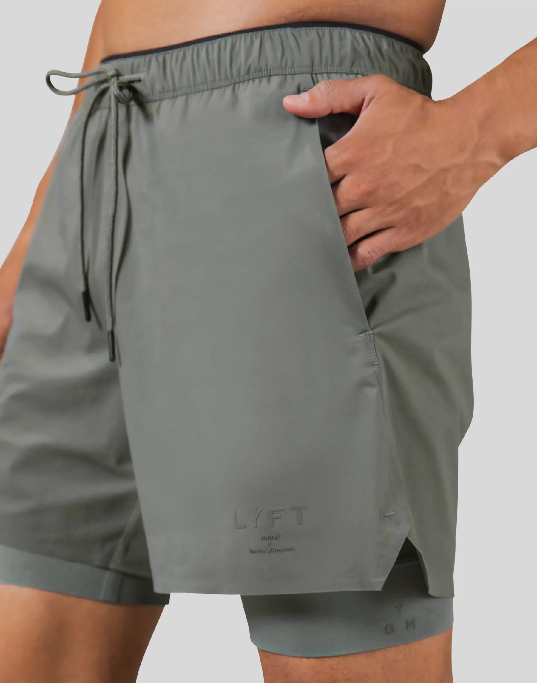 2Way Active Shorts With Leggings - Olive