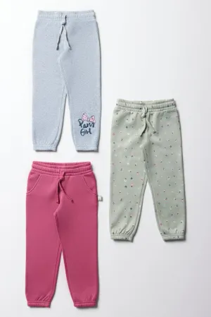 3 Pack Trackpants Grey, Pink & Green