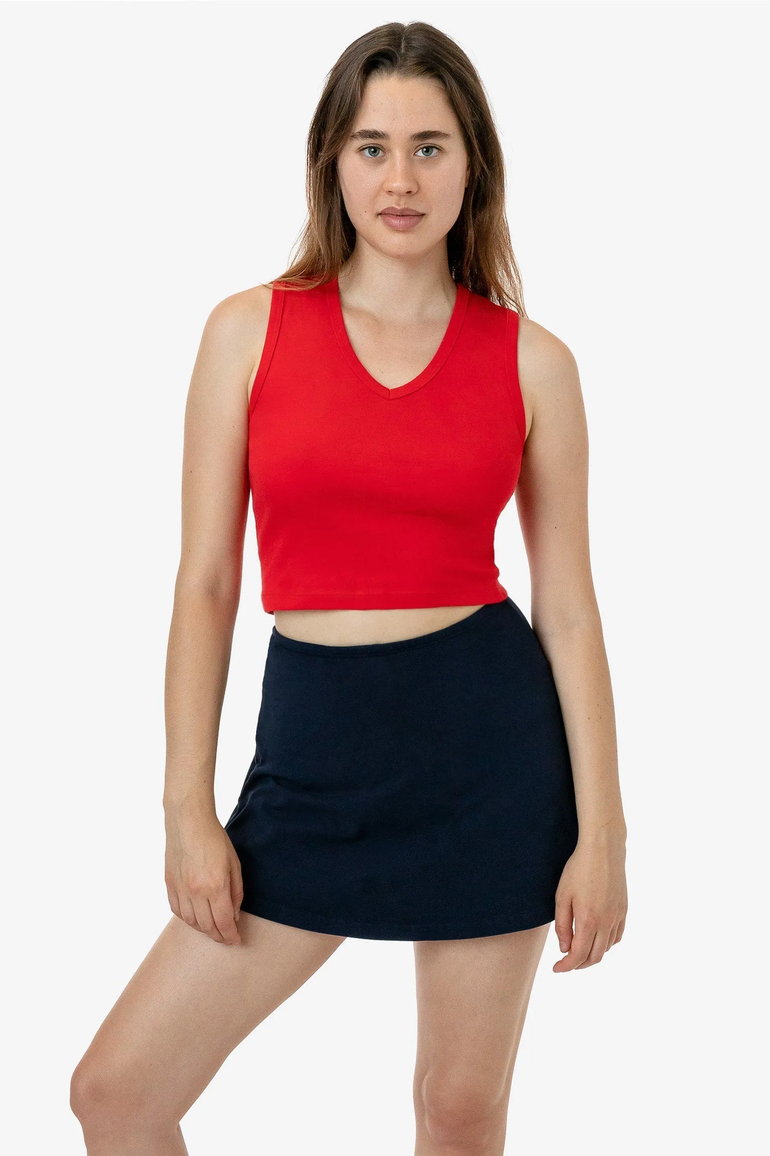 4357 - Baby Rib Sleeveless V-Neck Crop Tank