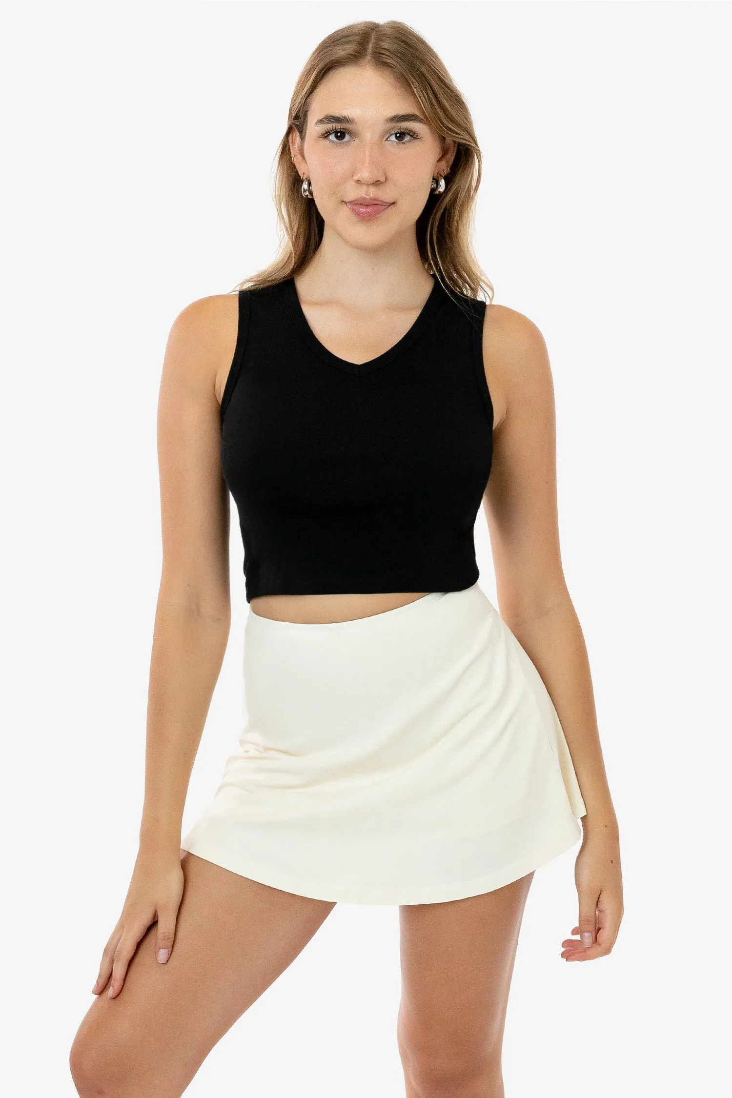 4357 - Baby Rib Sleeveless V-Neck Crop Tank