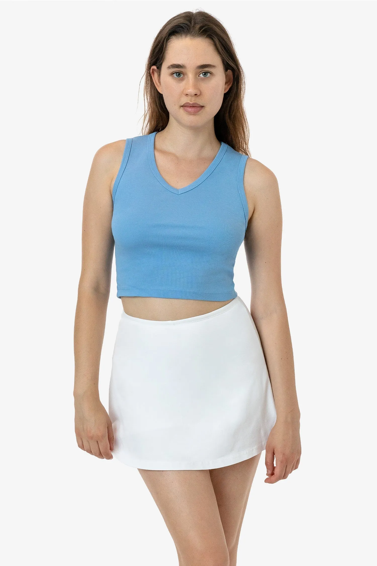 4357 - Baby Rib Sleeveless V-Neck Crop Tank