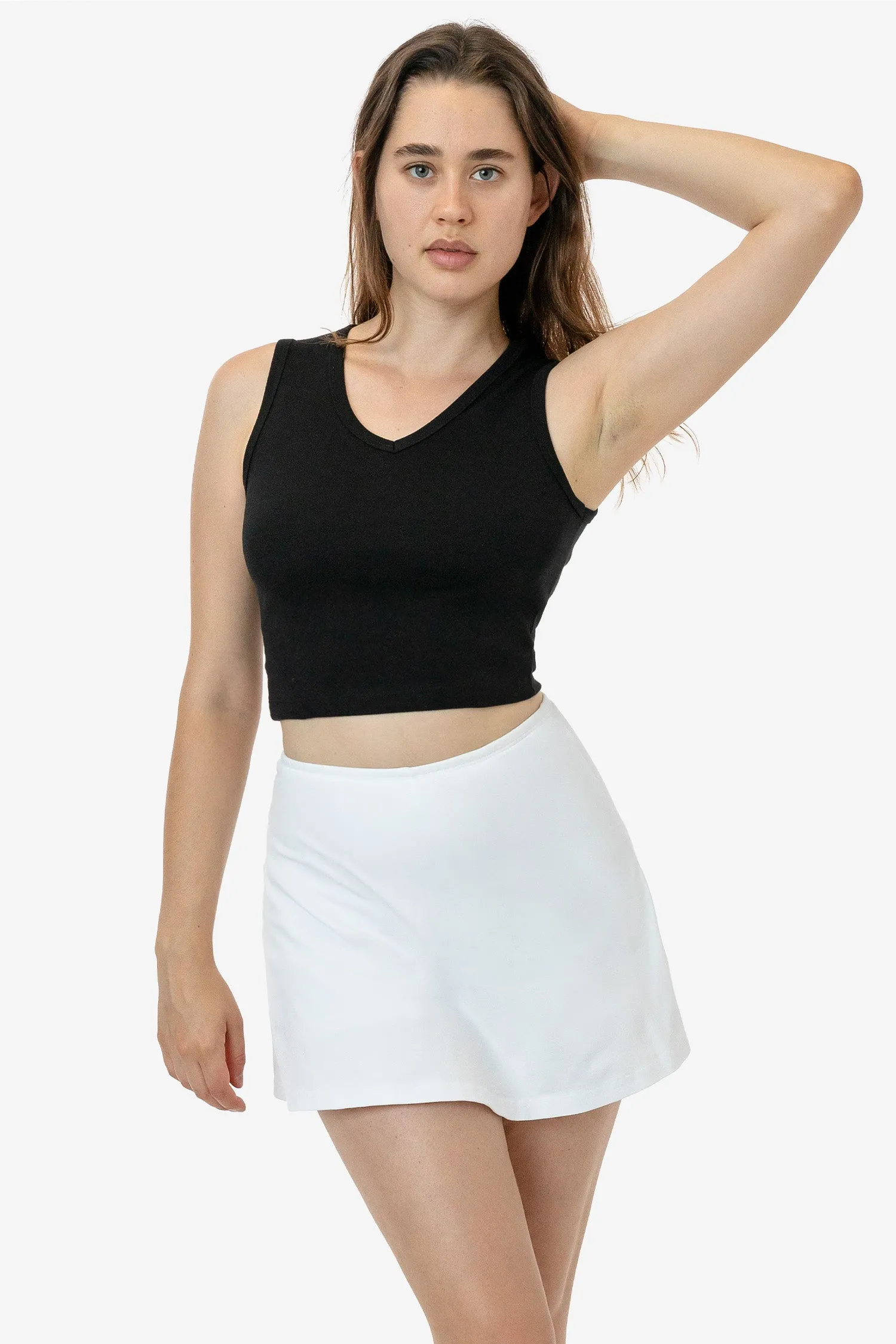 4357 - Baby Rib Sleeveless V-Neck Crop Tank