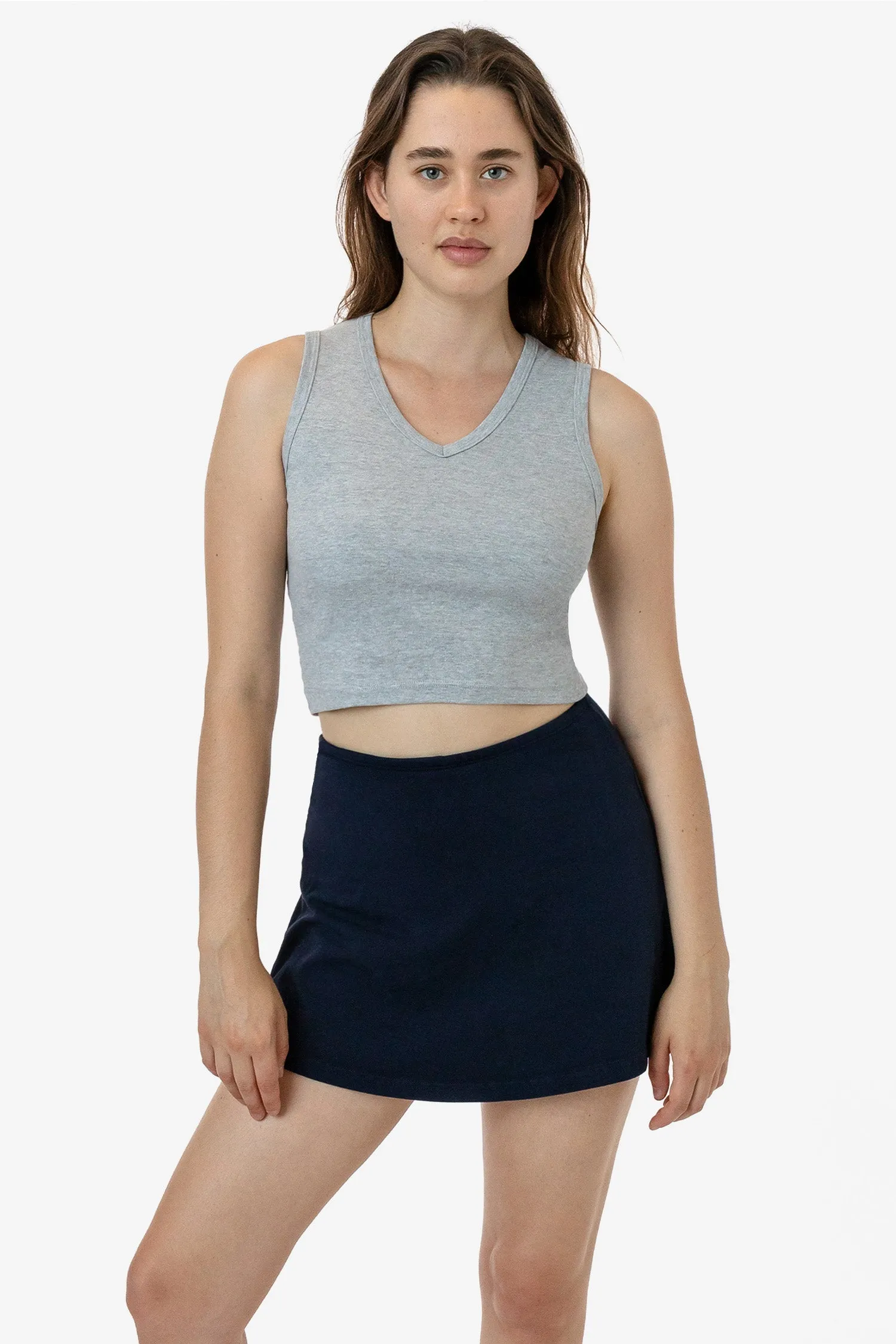 4357 - Baby Rib Sleeveless V-Neck Crop Tank