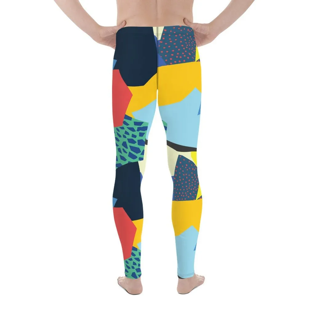 90s Color Block Men's Leggings