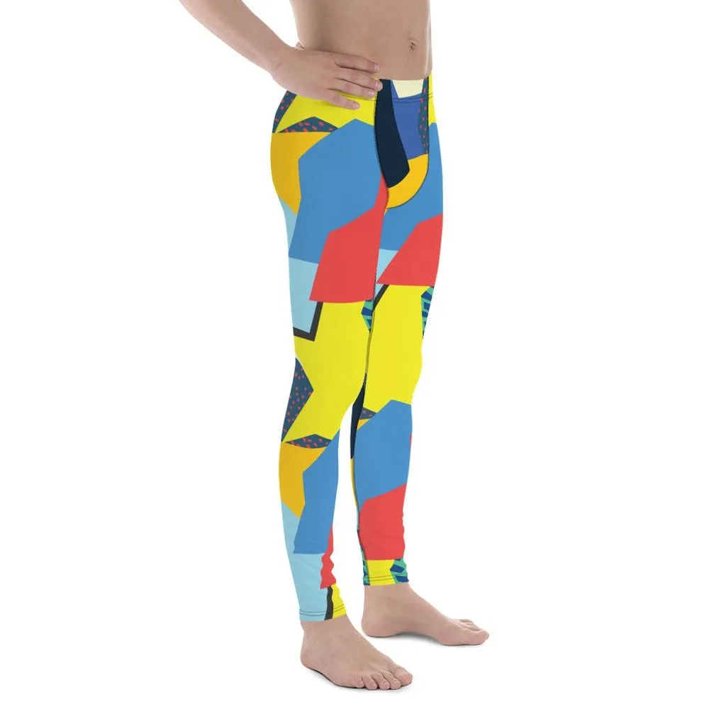 90s Color Block Men's Leggings