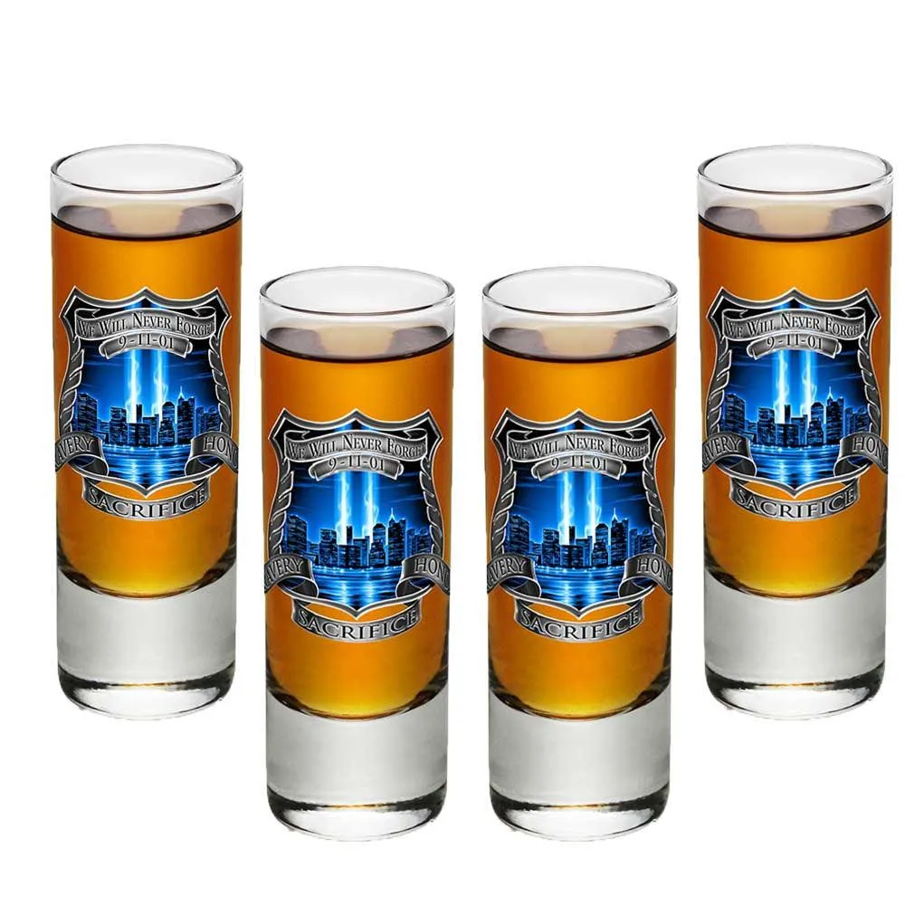 9/11 Police Blue Skies Shot Glasses