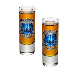 9/11 Police Blue Skies Shot Glasses