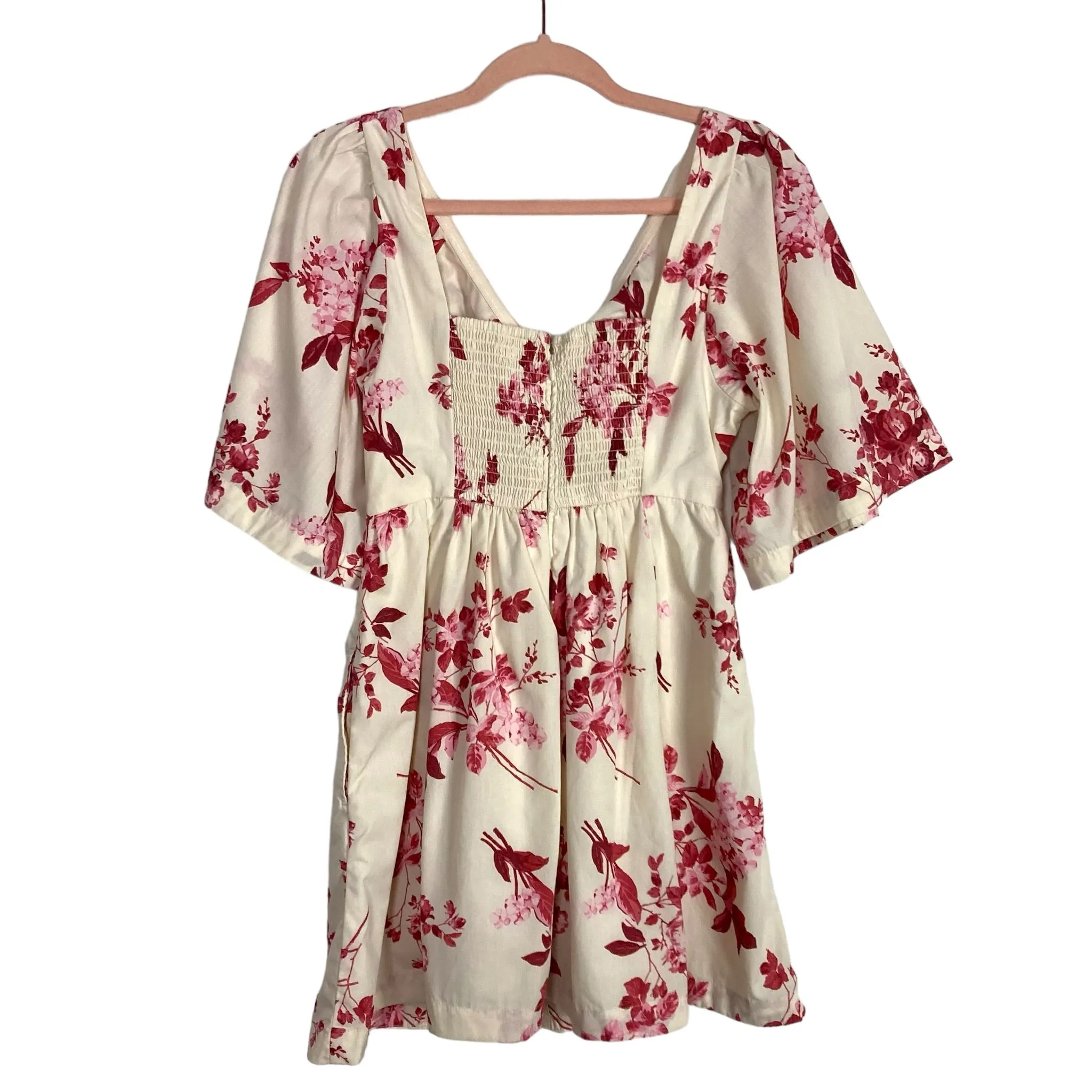 Abercrombie & Fitch Cream Floral Front Cutout Dress- Size S Petite