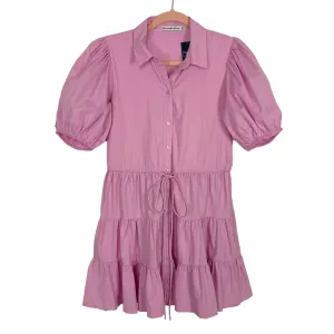 Abercrombie & Fitch Lilac Puff Sleeve with Front Tie Tiered Skirt Shirt Dress NWT- Size S