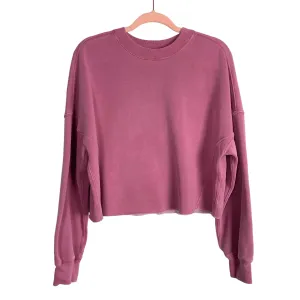 Abercrombie & Fitch Washed Berry Raw Hem Cropped Sweatshirt- Size M