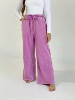 Acid Wash Sweatpants - Mauve