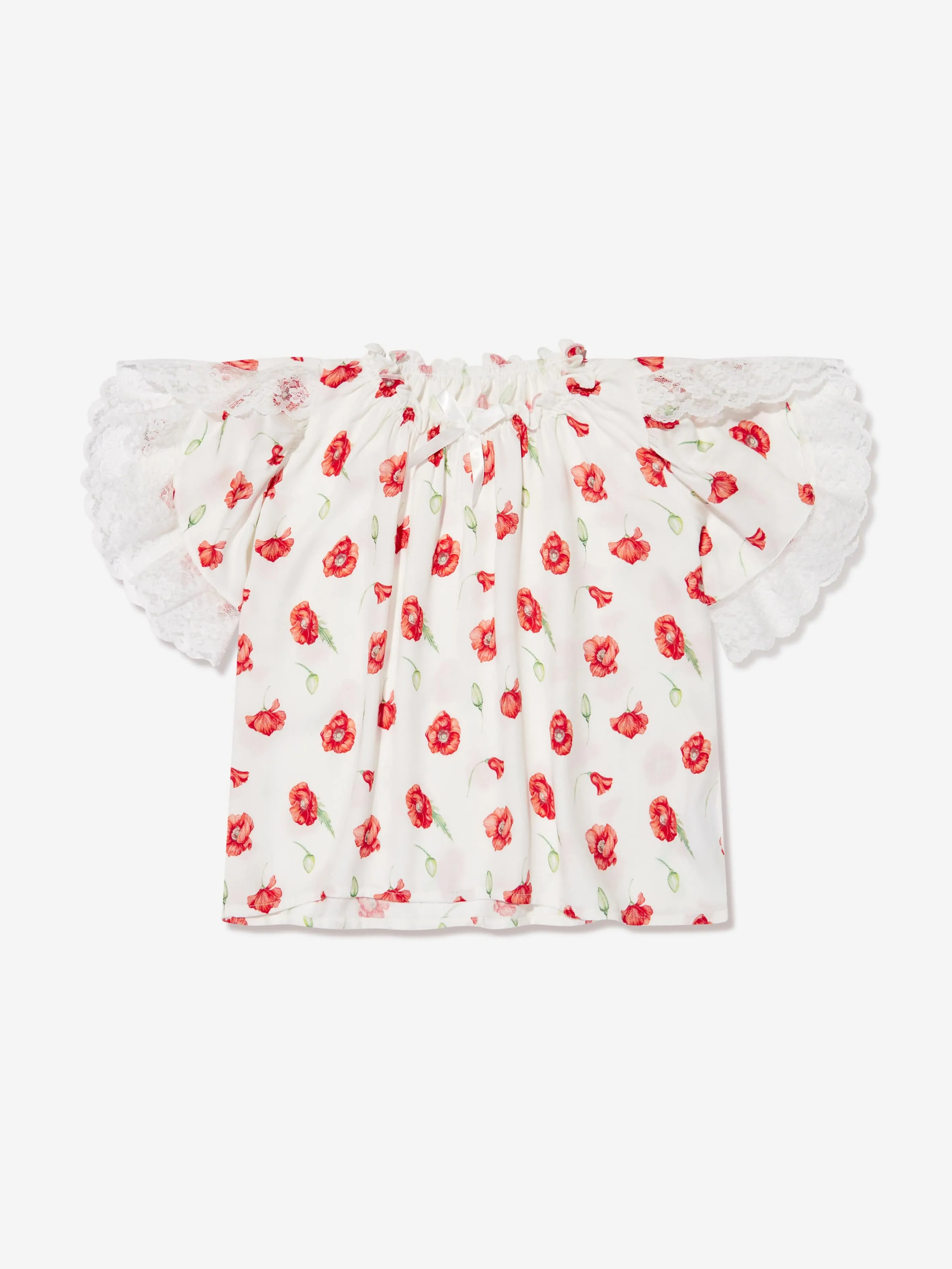 Amiki Children Girls Milana Poppy Print Pyjama Set in White