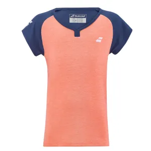 Babolat Play Cap Sleeve Girl Top - Fluo Strike/Estate Blue