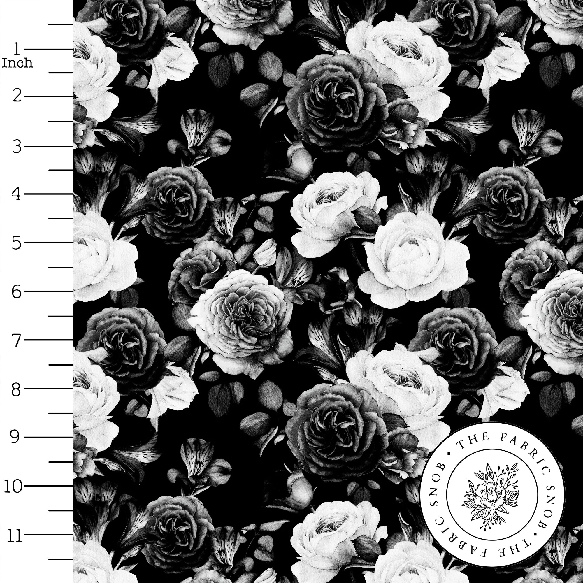 B&W Blooms - Round 5-2021 Flash Florals - 1/2 metre