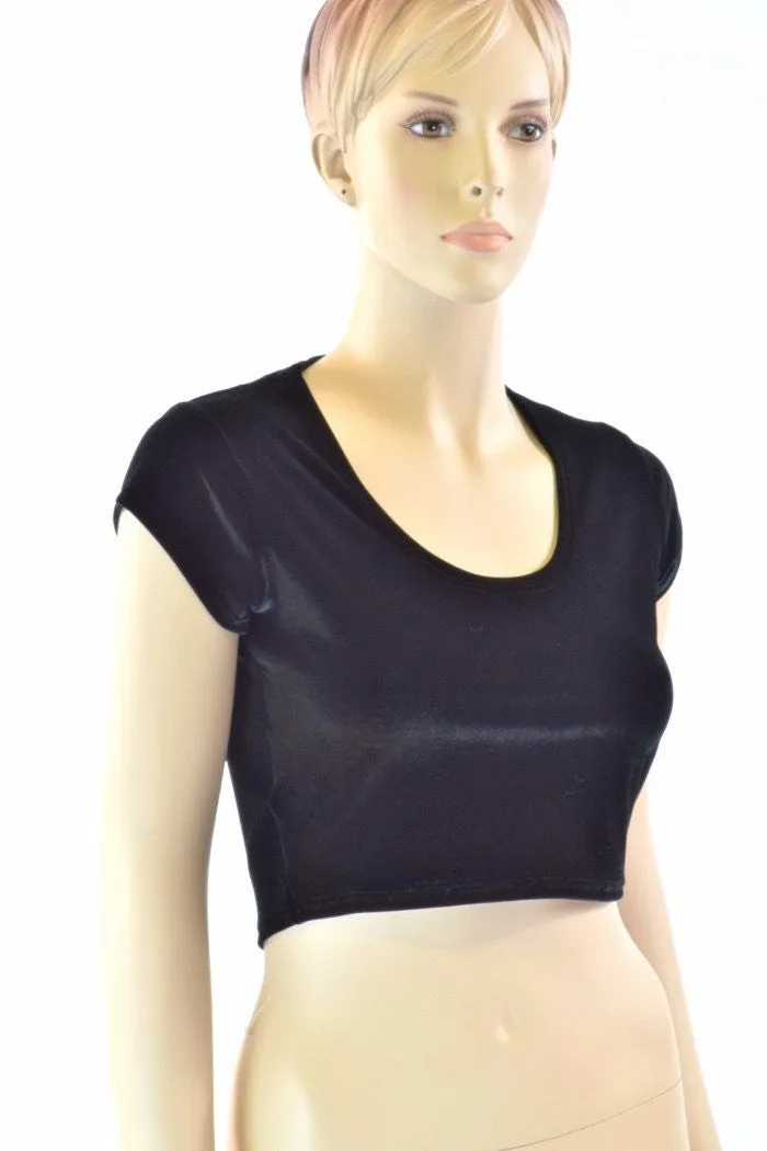 Black Soft Knit Cap Sleeve Crop