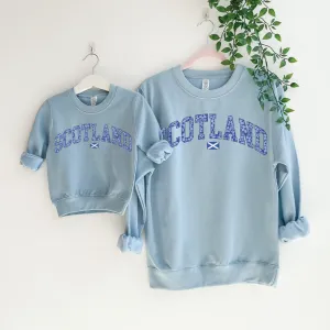 Blue Floral Scotland Mum & Kid Matching Sky Blue Sweatshirts