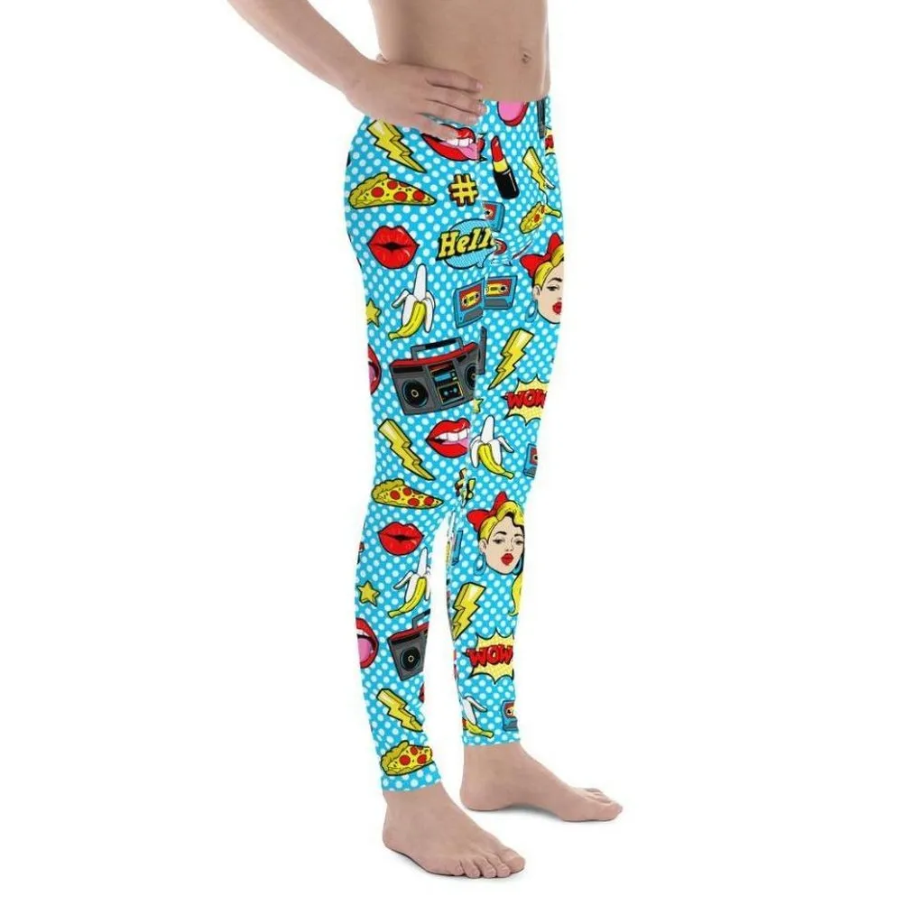 Blue Pop Art Pattern Men's Leggings