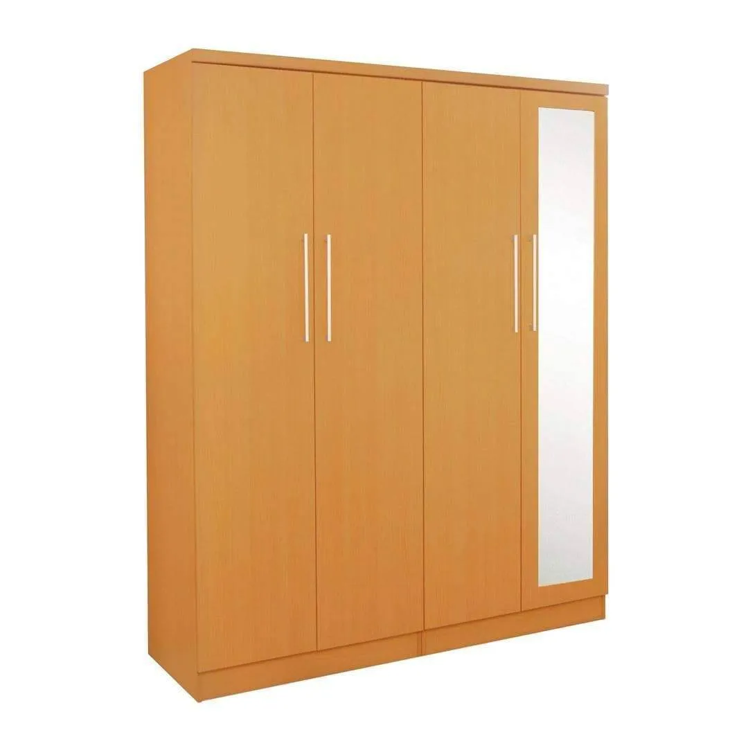 Borese Mirror 4 Open Door Wardrobe