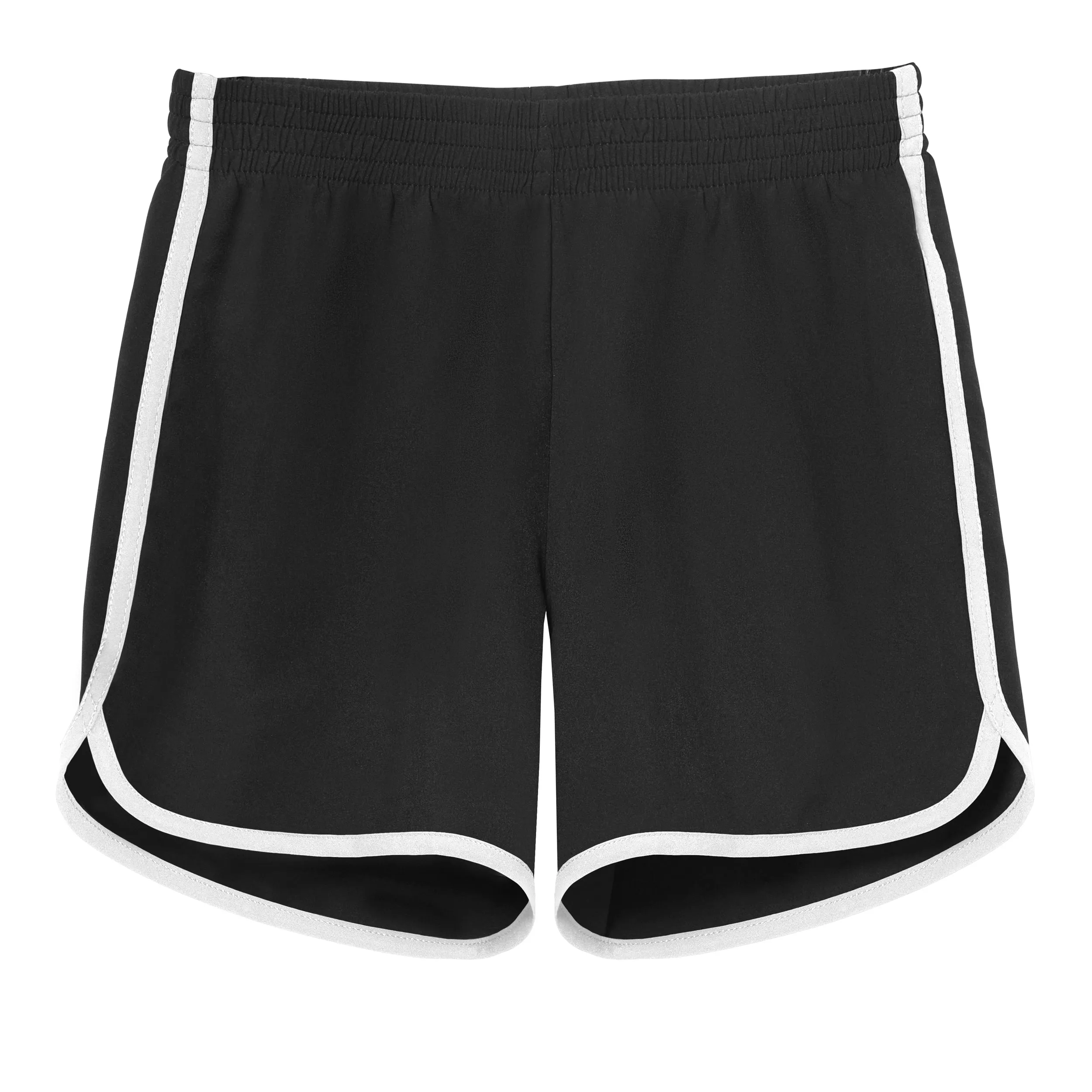 Boys UPF 50  Classic Surf Style Boys Swim Shorts - Mid-Thigh Length | Black w/ White