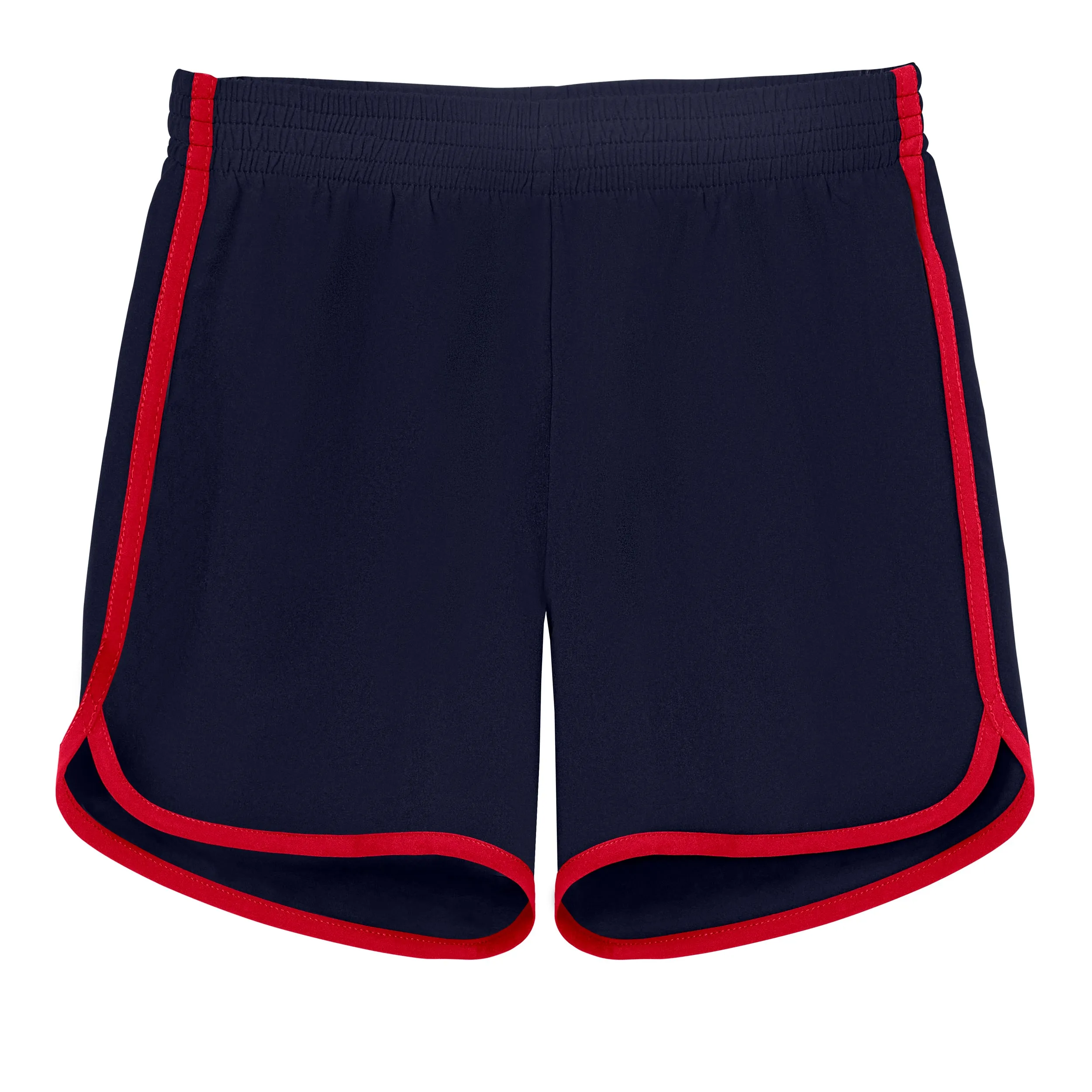 Boys UPF 50  Classic Surf Style Boys Swim Shorts - Mid-Thigh Length | Navy w/ Red