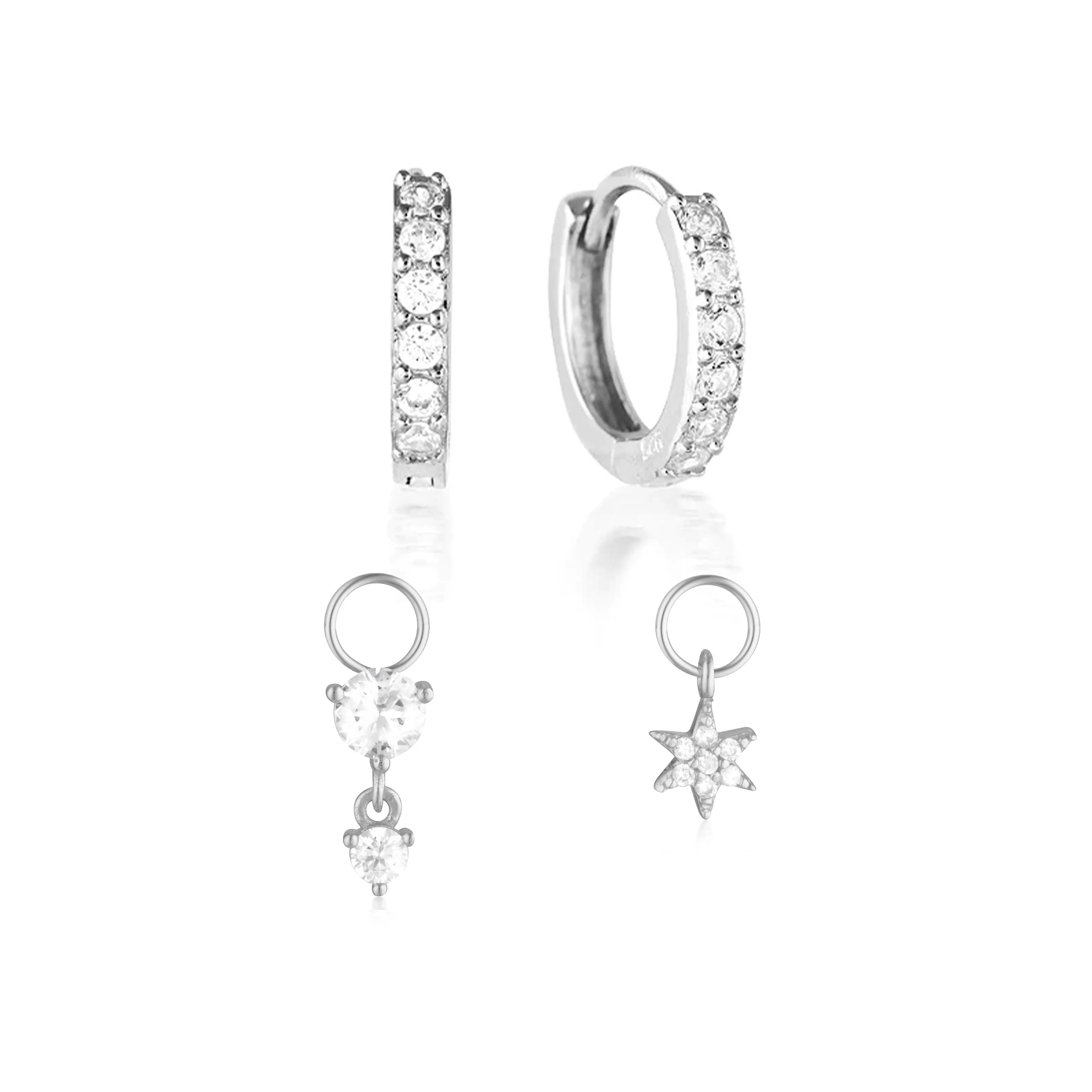 Build Your Earring Set Jet Silver