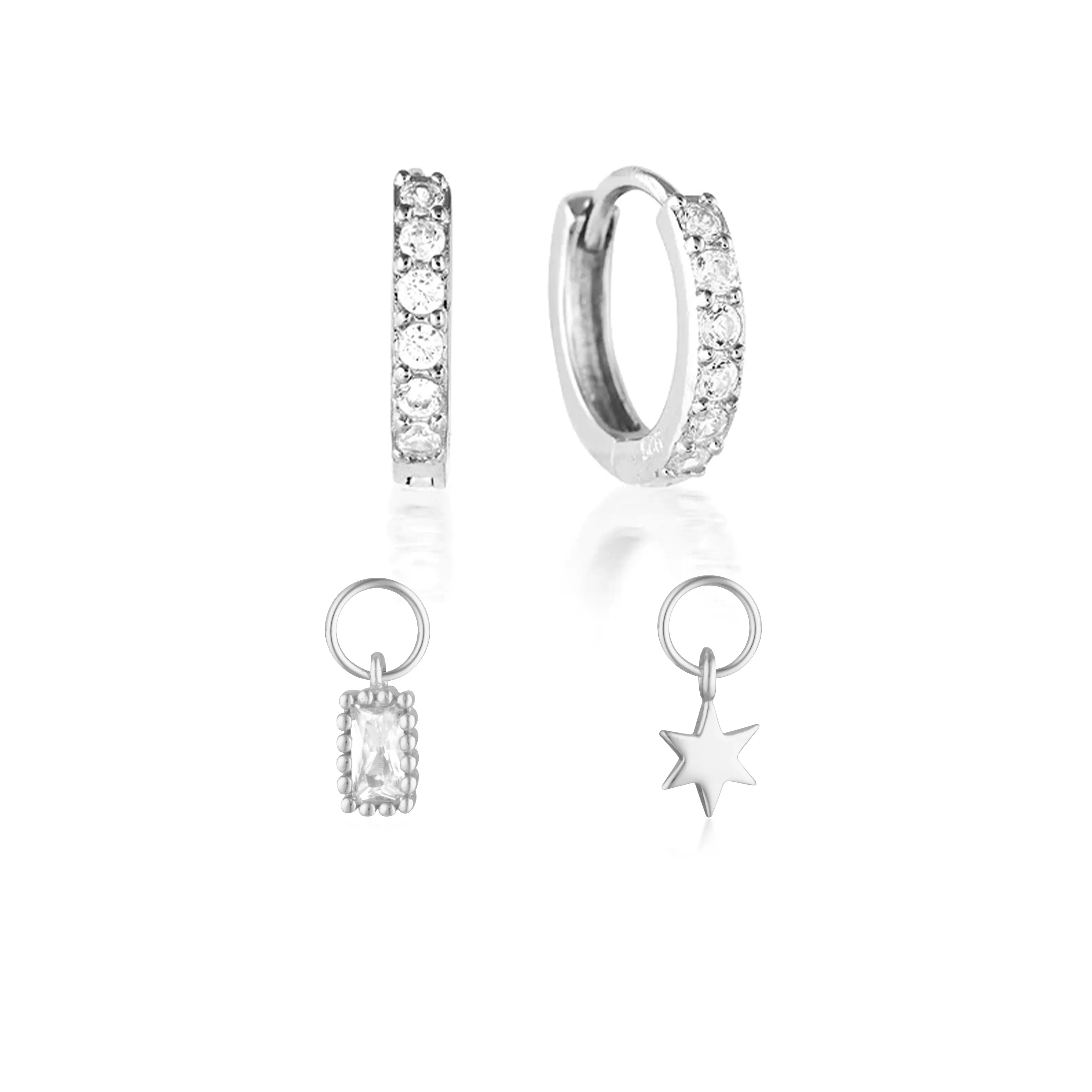 Build Your Earring Set Jet Silver