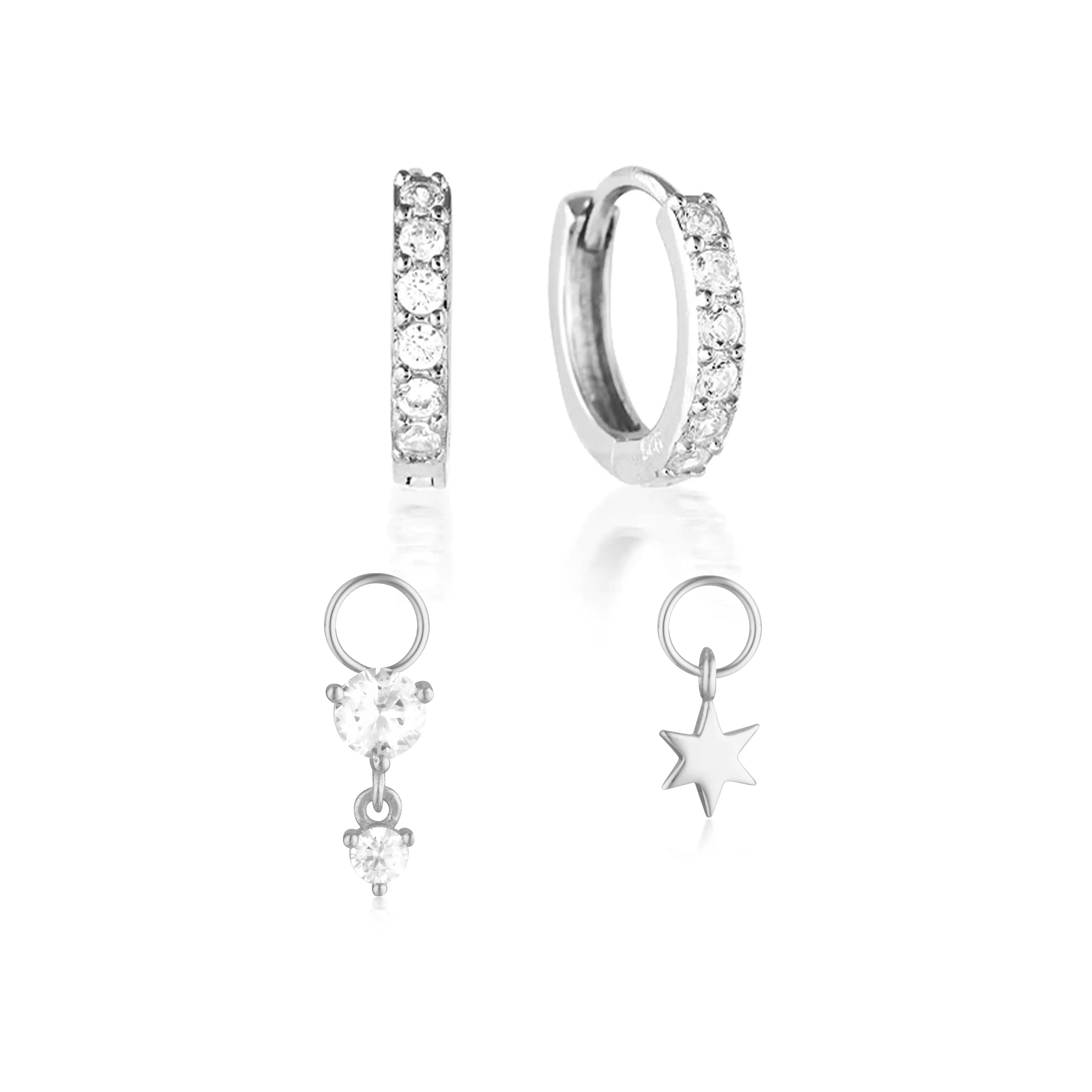 Build Your Earring Set Jet Silver