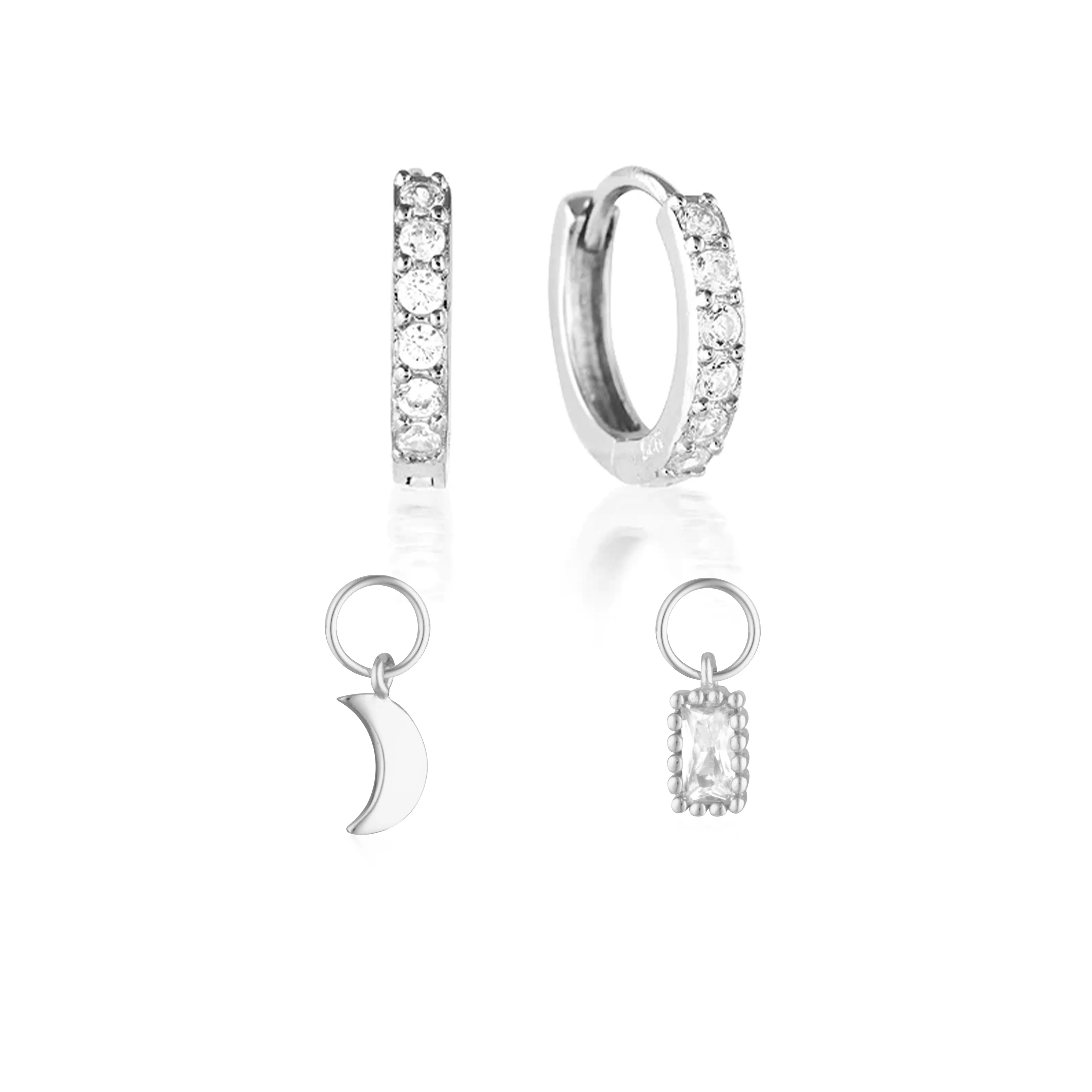 Build Your Earring Set Jet Silver