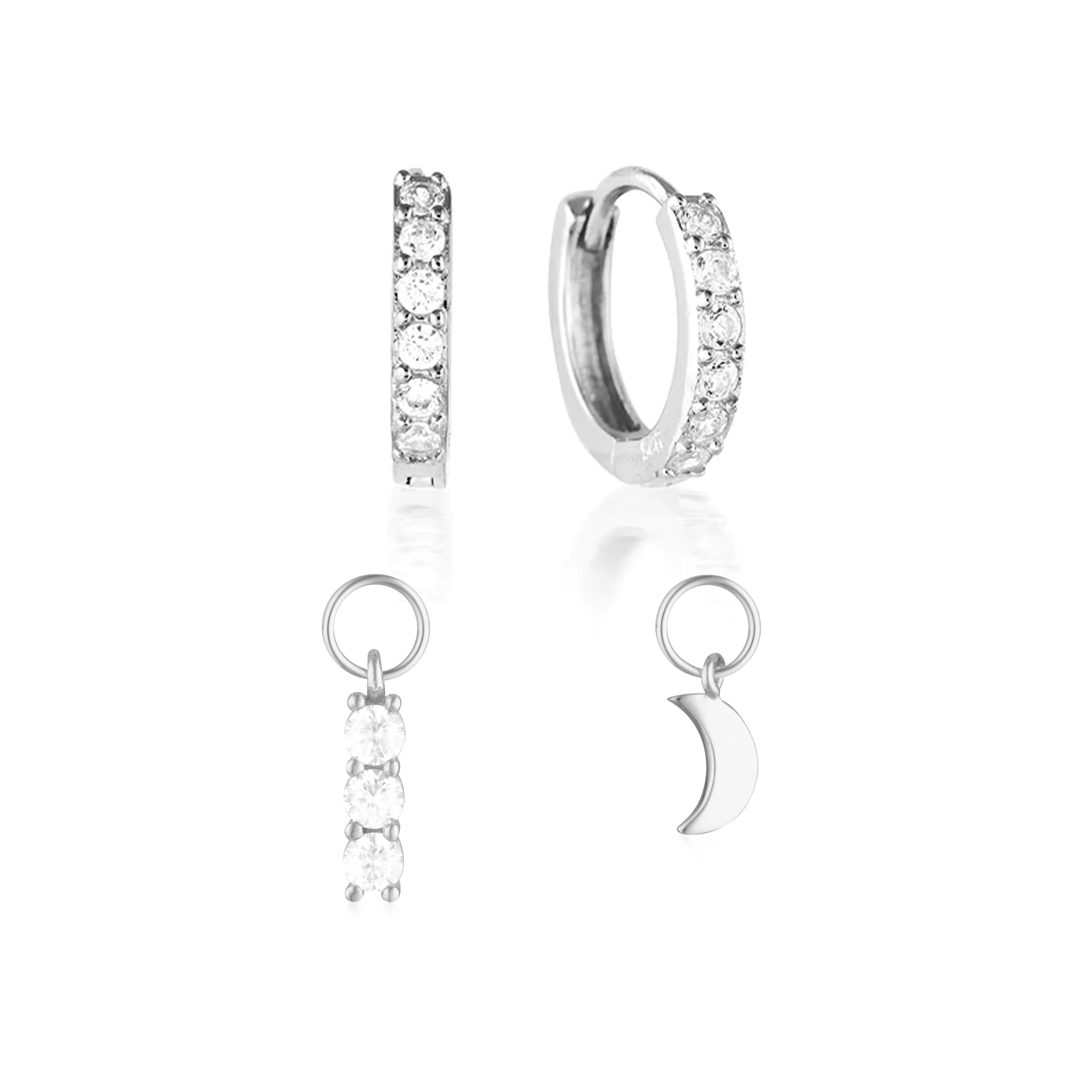 Build Your Earring Set Jet Silver