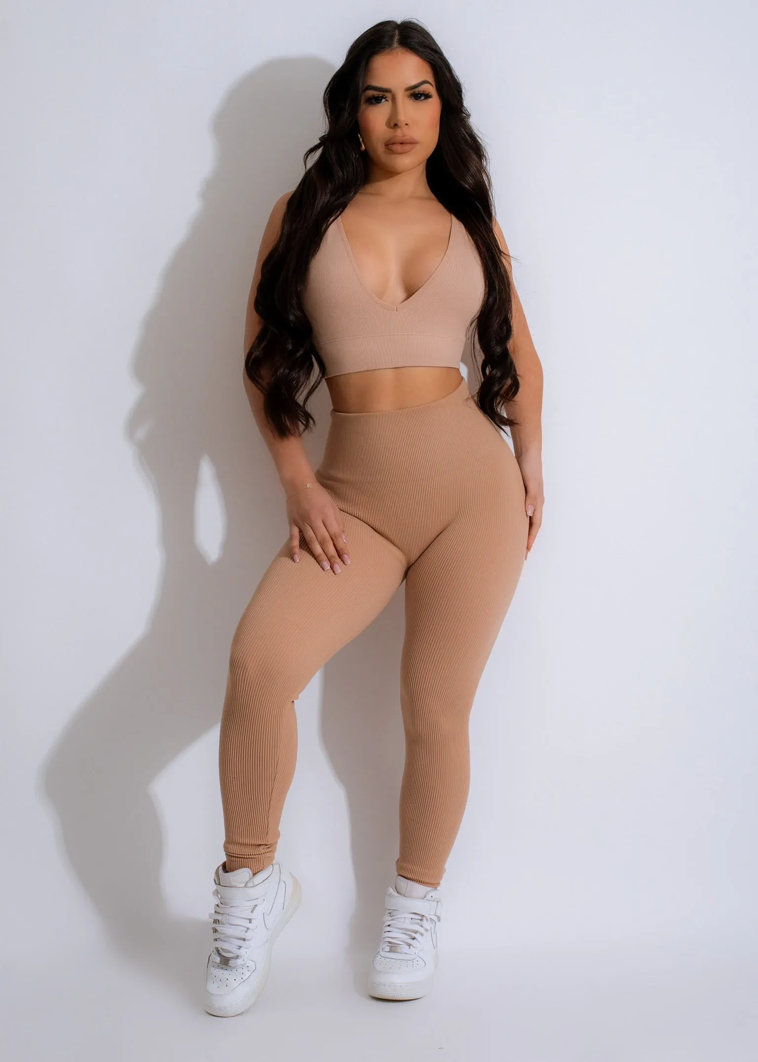 Cardio Rush Ribbed Crop Top Nude