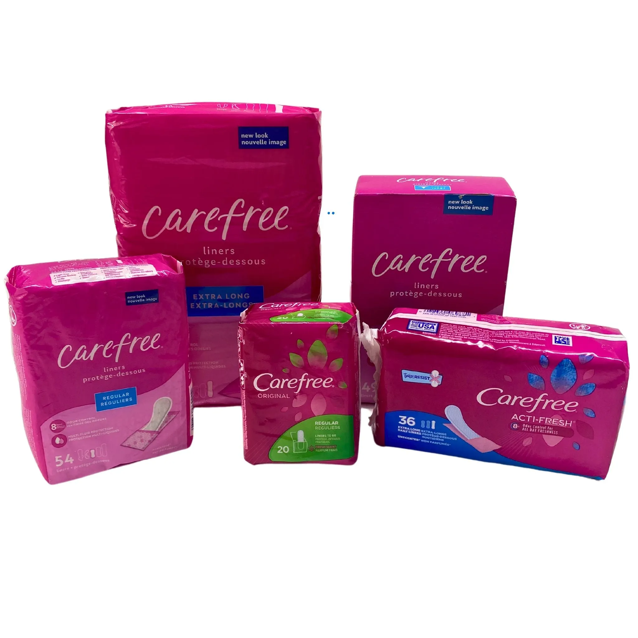 Carefree Mix includes Assorted Size Pads & Liners (35 Pcs Lot)