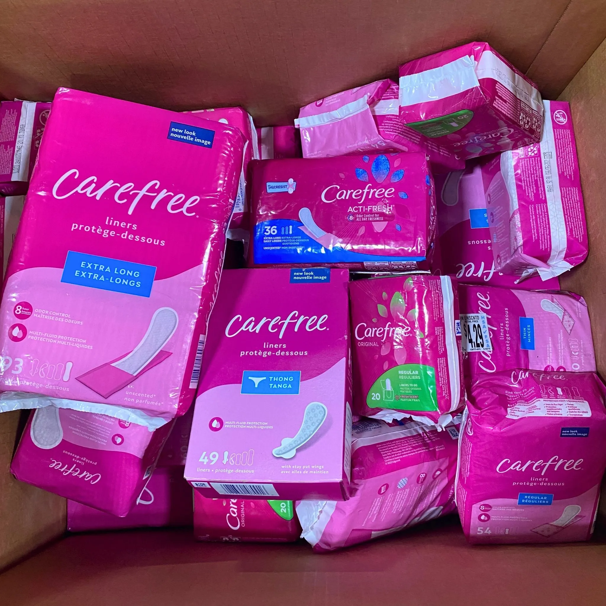 Carefree Mix includes Assorted Size Pads & Liners (35 Pcs Lot)