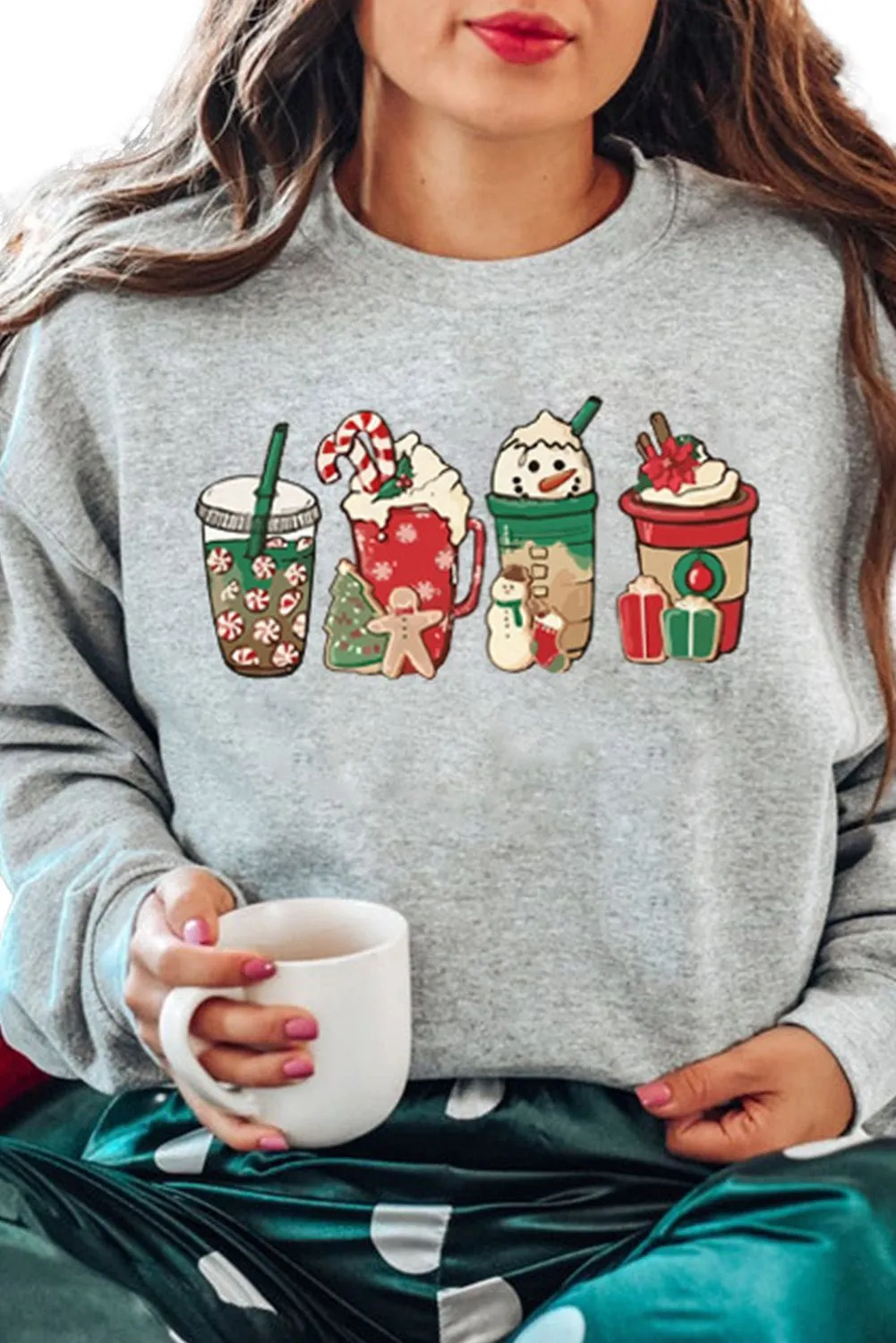 Christmas Tree Leopard Print Graphic Pullover Sweatshirt