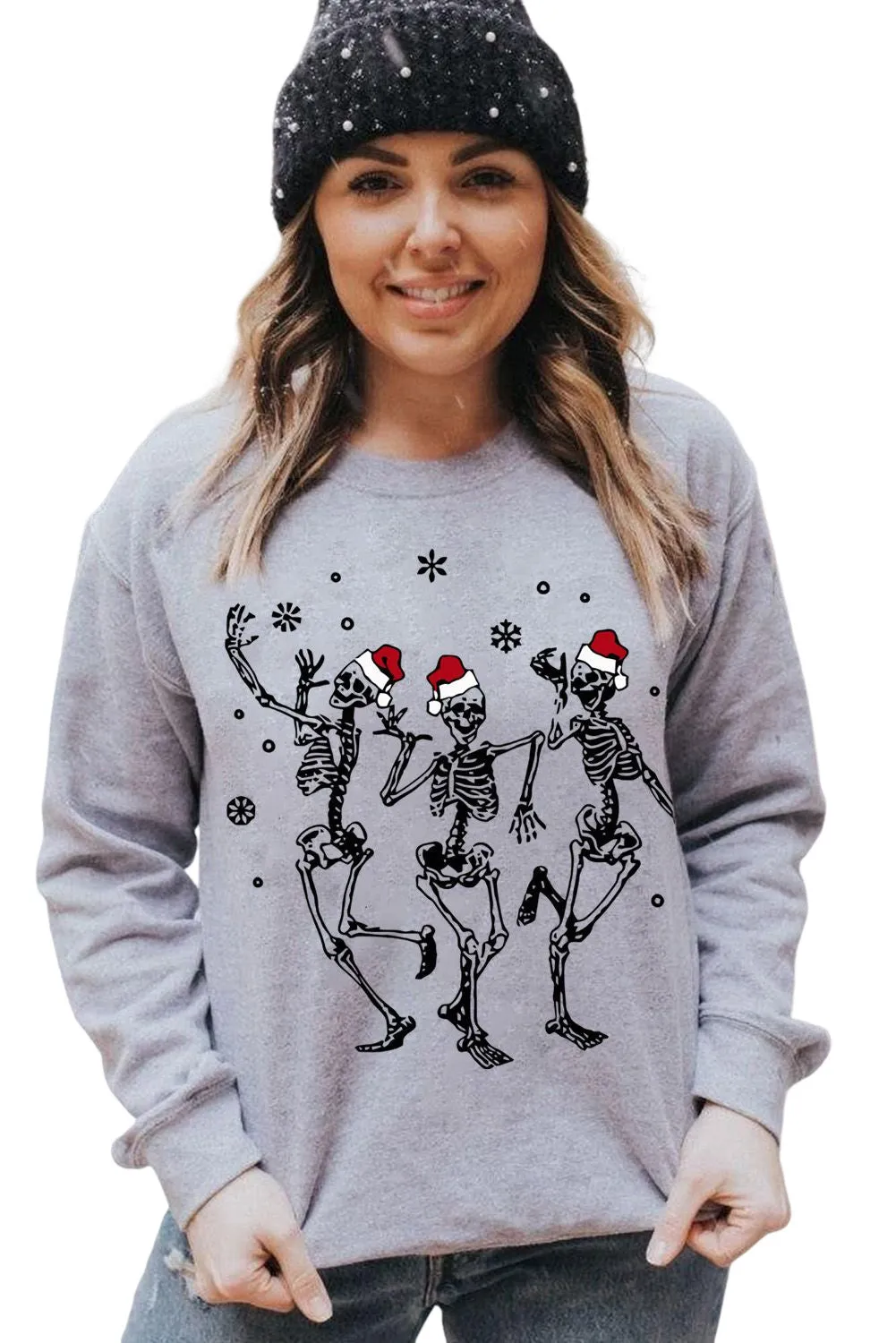 Christmas Tree Leopard Print Graphic Pullover Sweatshirt