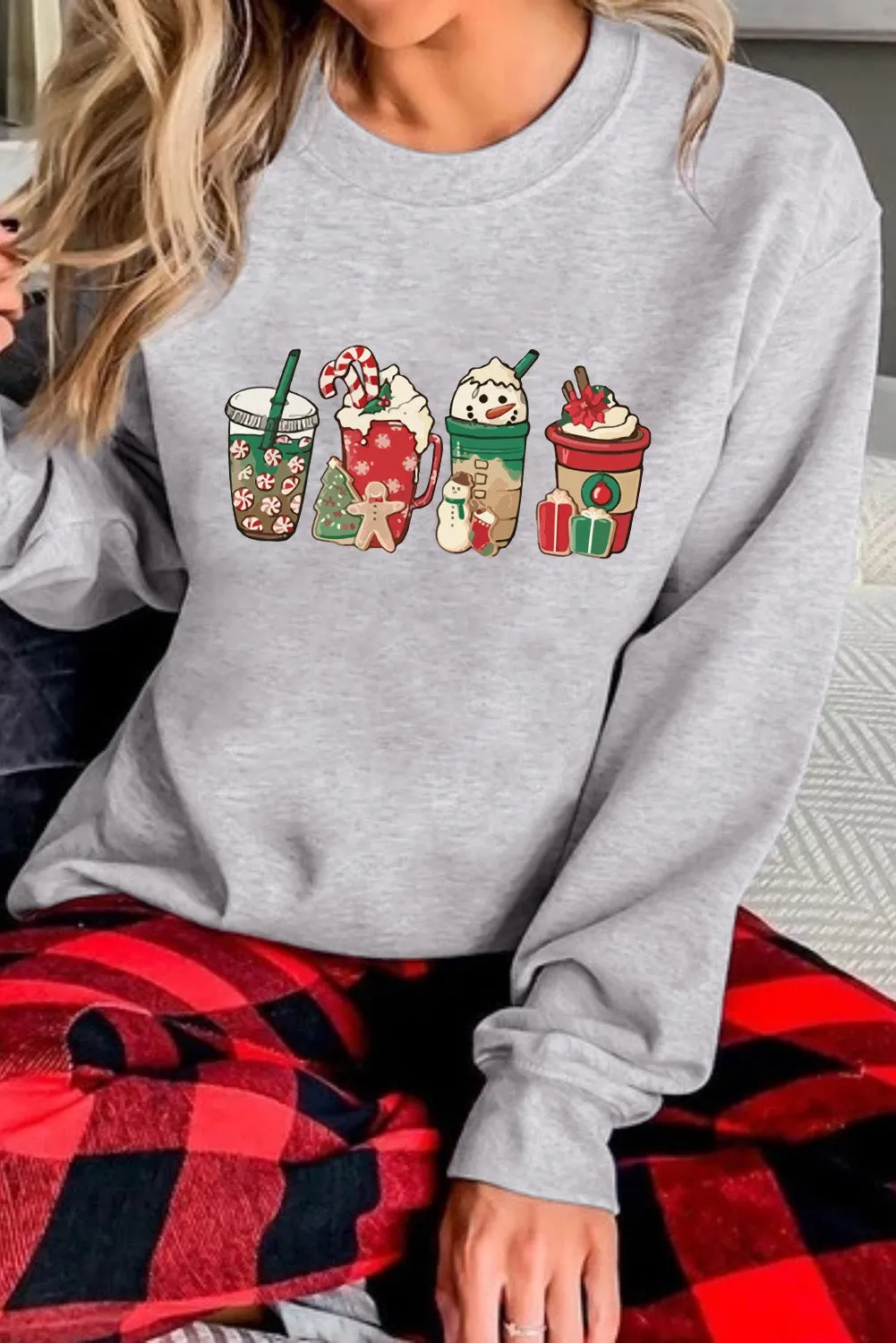 Christmas Tree Leopard Print Graphic Pullover Sweatshirt