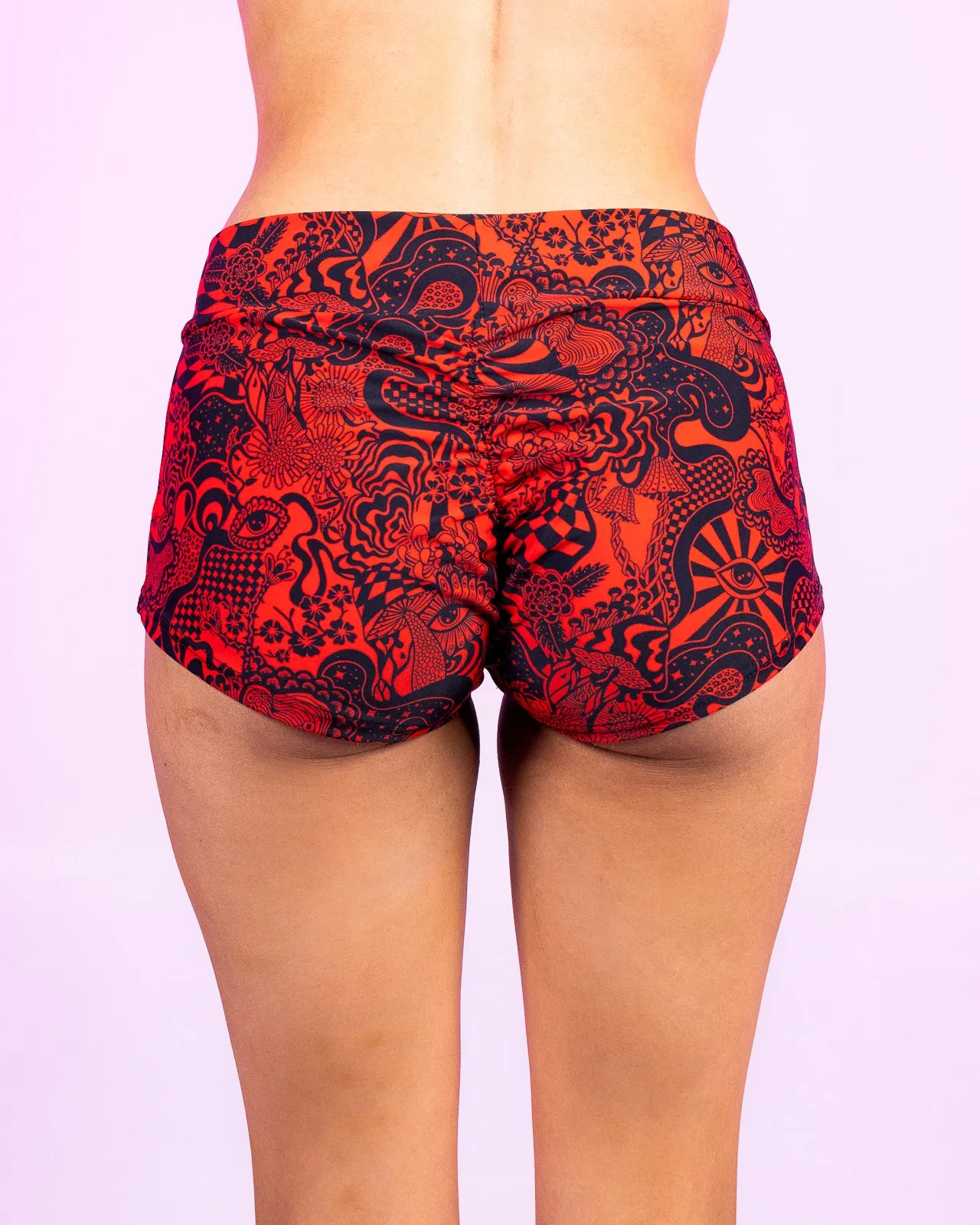 “Crimson Zenith Womens Scrunch Boy Shorts - Stylish High-Waisted Activewear with Comfort Fit”