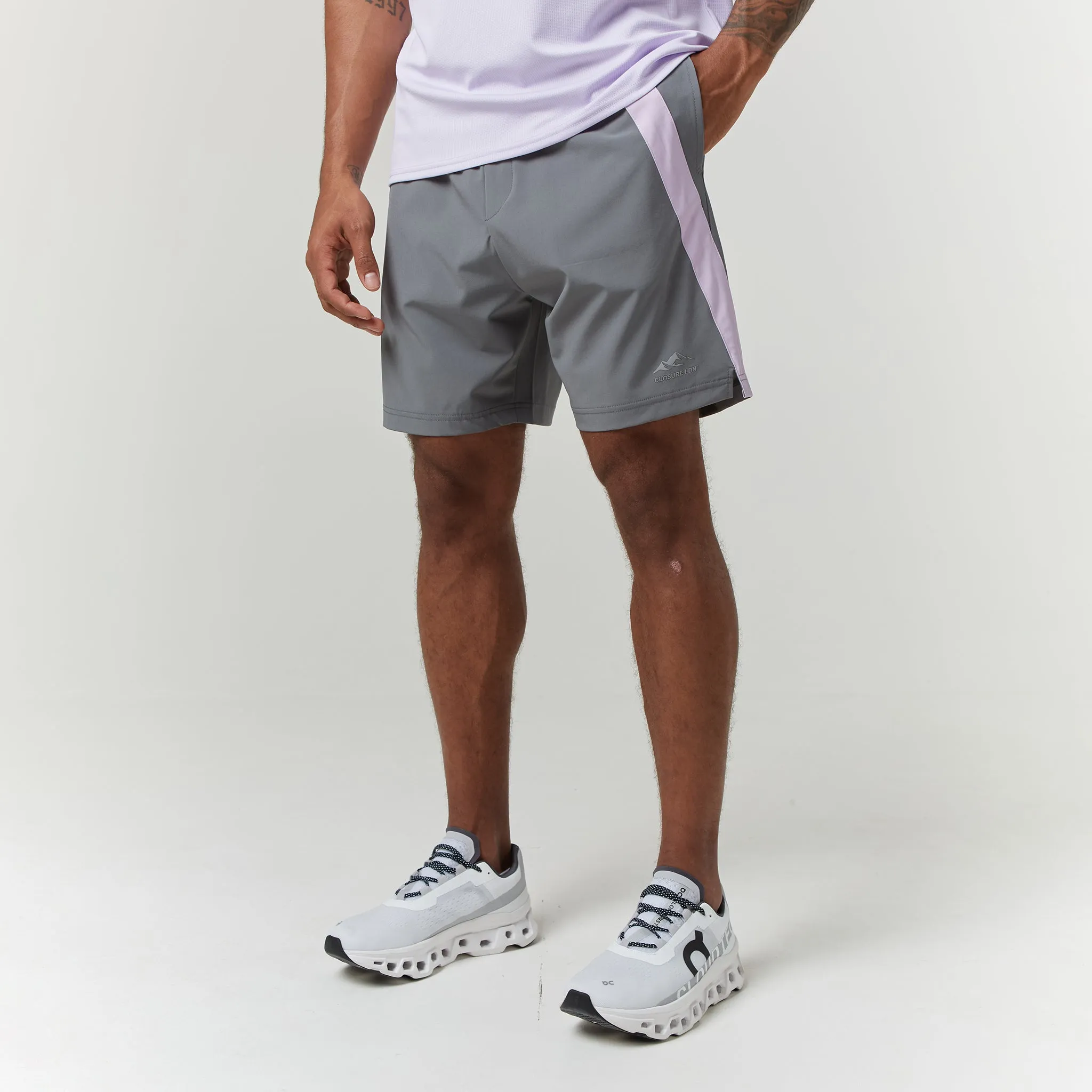 Cut & Sew Stripe Training Twinset | Lilac Mid Grey