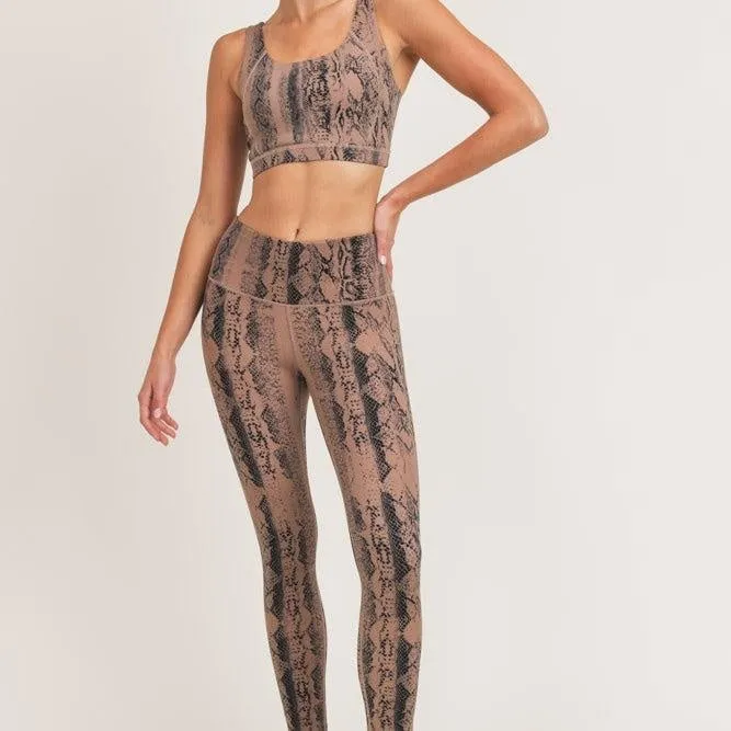 Dark Serpentine Snake Print High Waist Workout Set